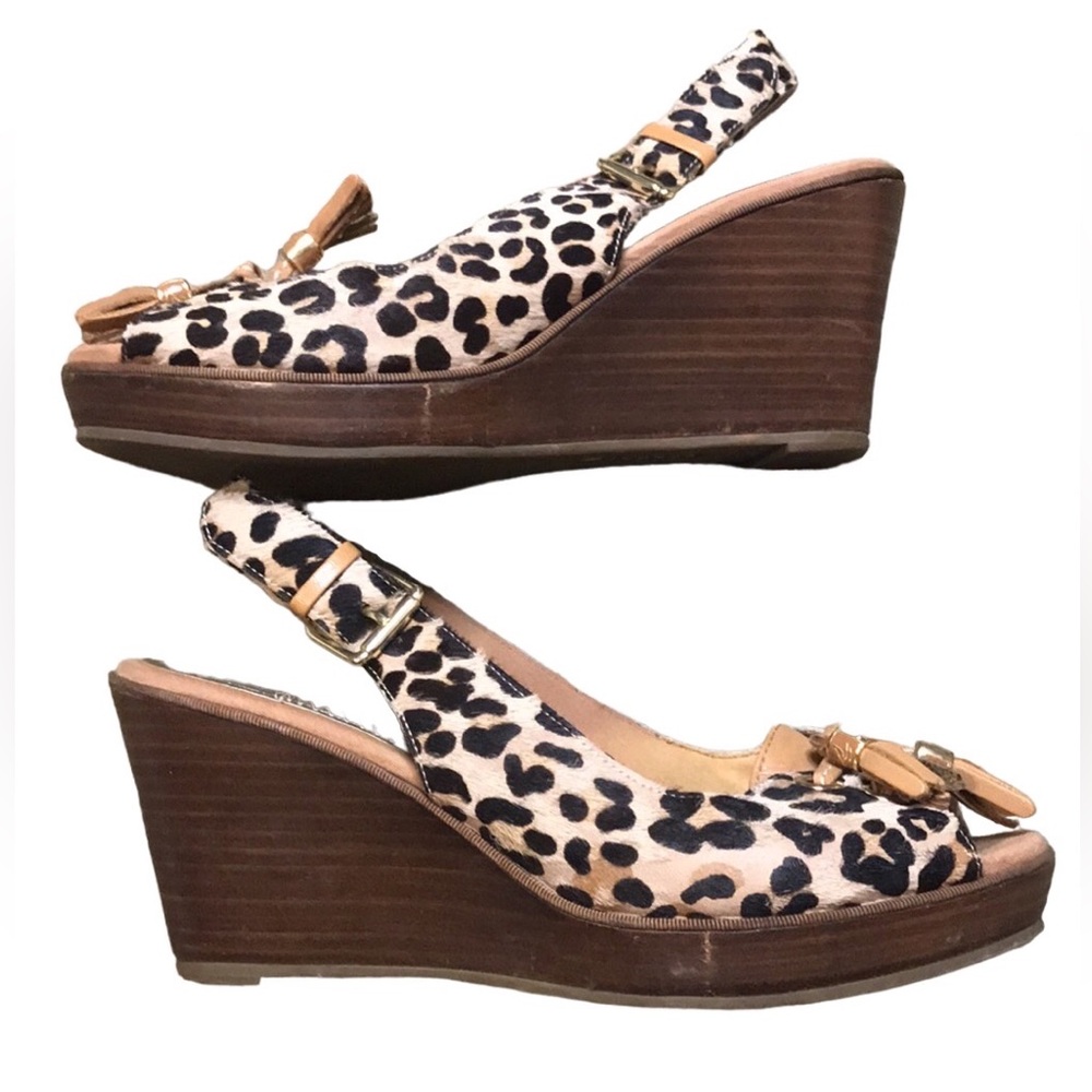Sperry Womens Top Sider Southampton Leopard Print Cork Wedges Size 7 - Picture 3 of 7